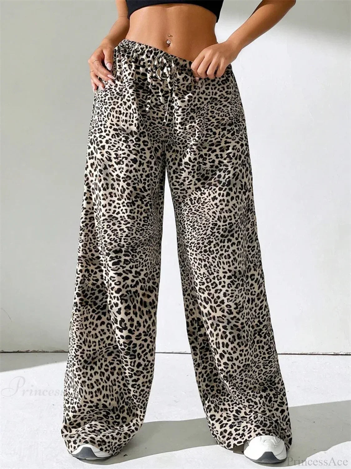 Sexy Striped Side Split Tie-Up Wide-Leg Sweatpant