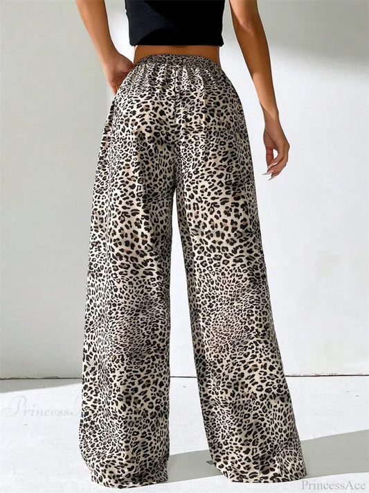 Sexy Striped Side Split Tie-Up Wide-Leg Sweatpant