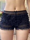 Sheer Mesh Ruffle Sleep Short