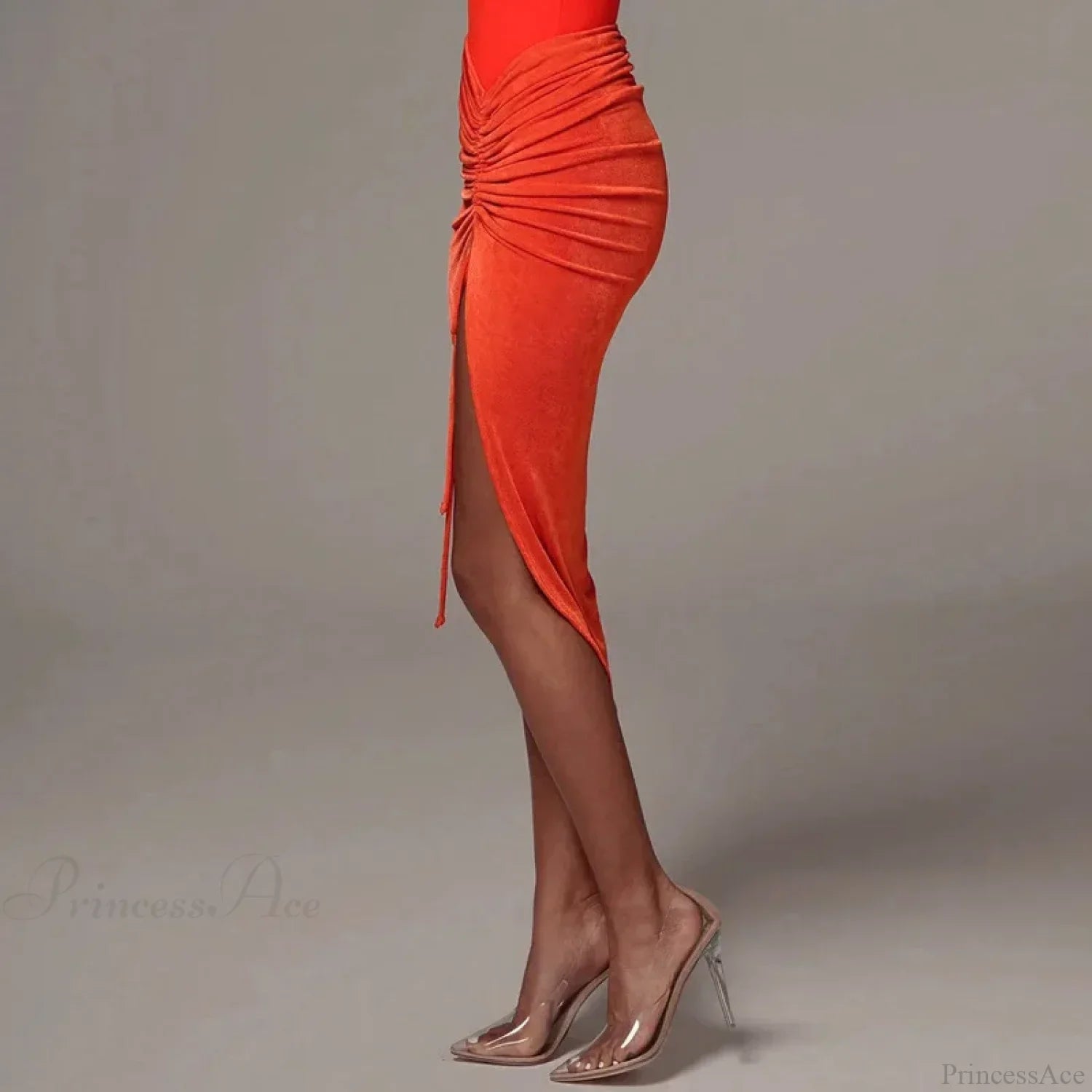 Shirring Pleated Wrap Hip Skirt