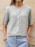 Short Sleeve Round Neck Button-Down Cardigan