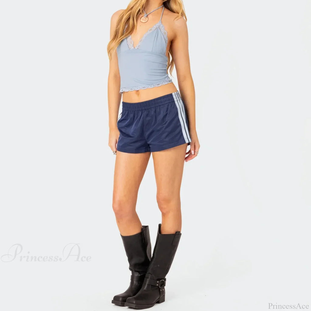 Side Stripe Print Elastic Lounge Short