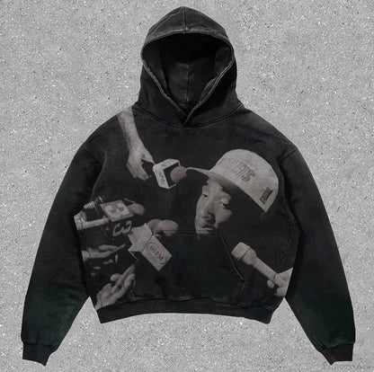 Skull Rap Graphic Cotton Hoodie