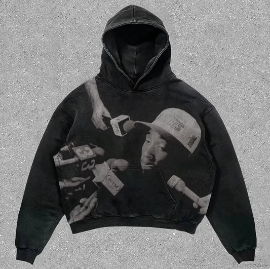 Skull Rap Graphic Cotton Hoodie