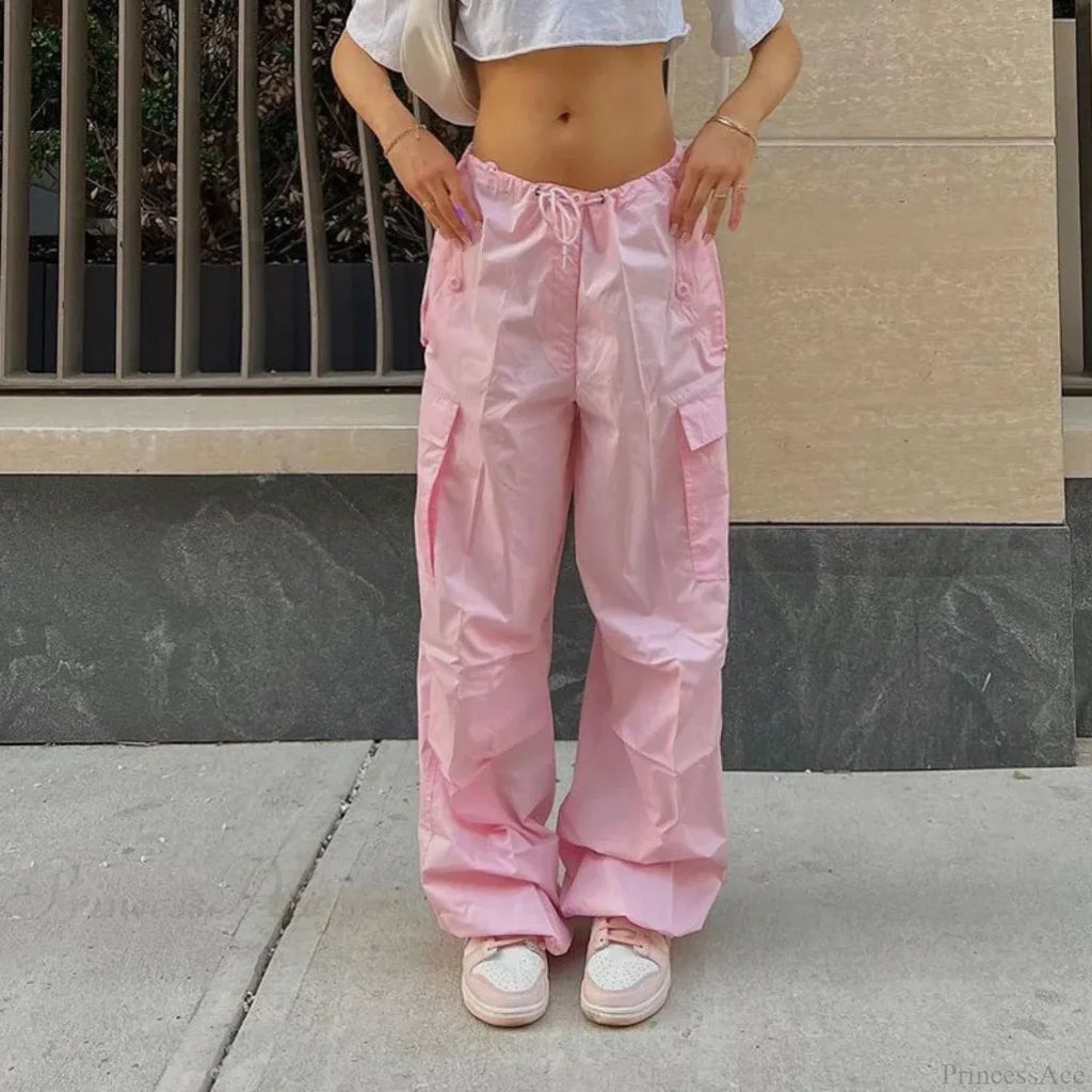 Solid Cargo Streetwear Slim Drawstring Pant