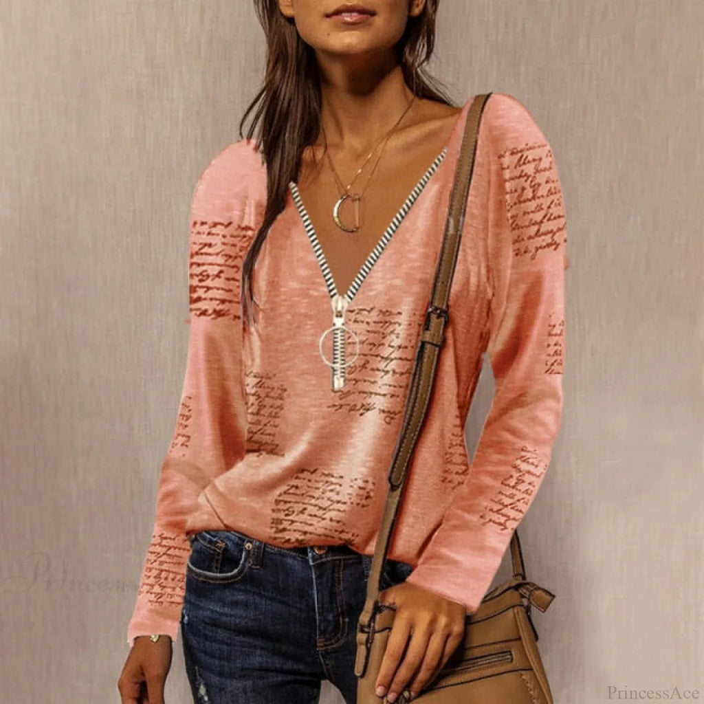 Solid Color Cotton V-Neck Loose T-shirt