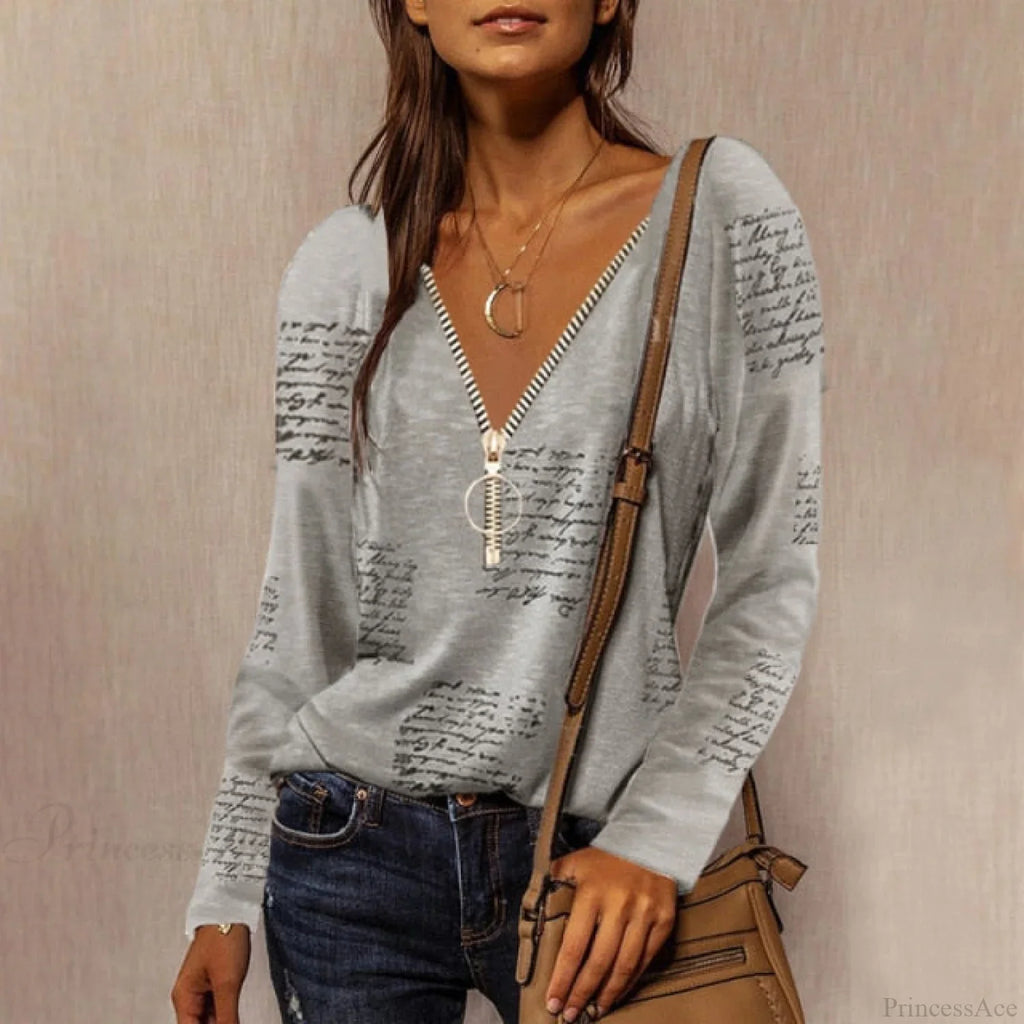 Solid Color Cotton V-Neck Loose T-shirt