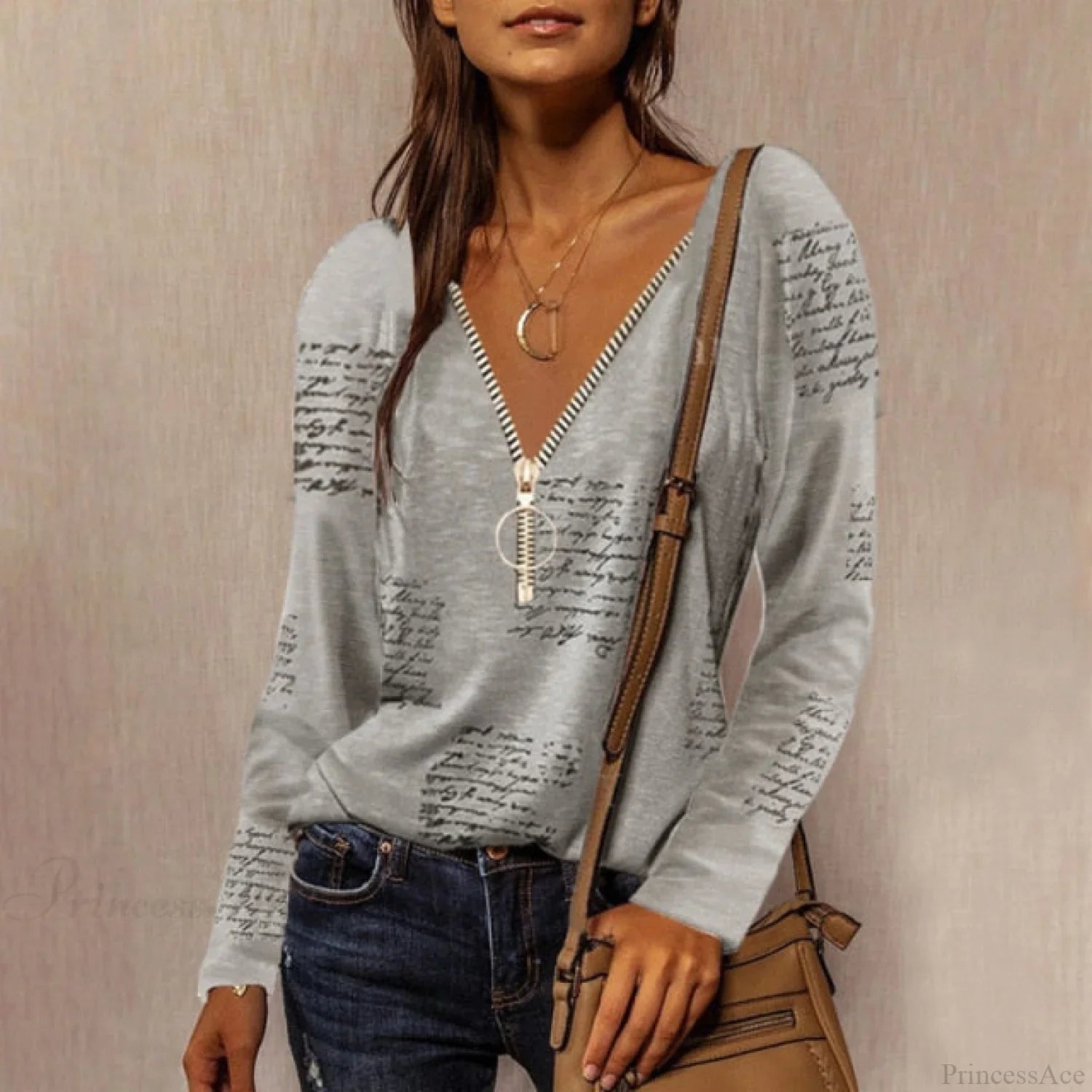 Solid Color Cotton V-Neck Loose T-shirt