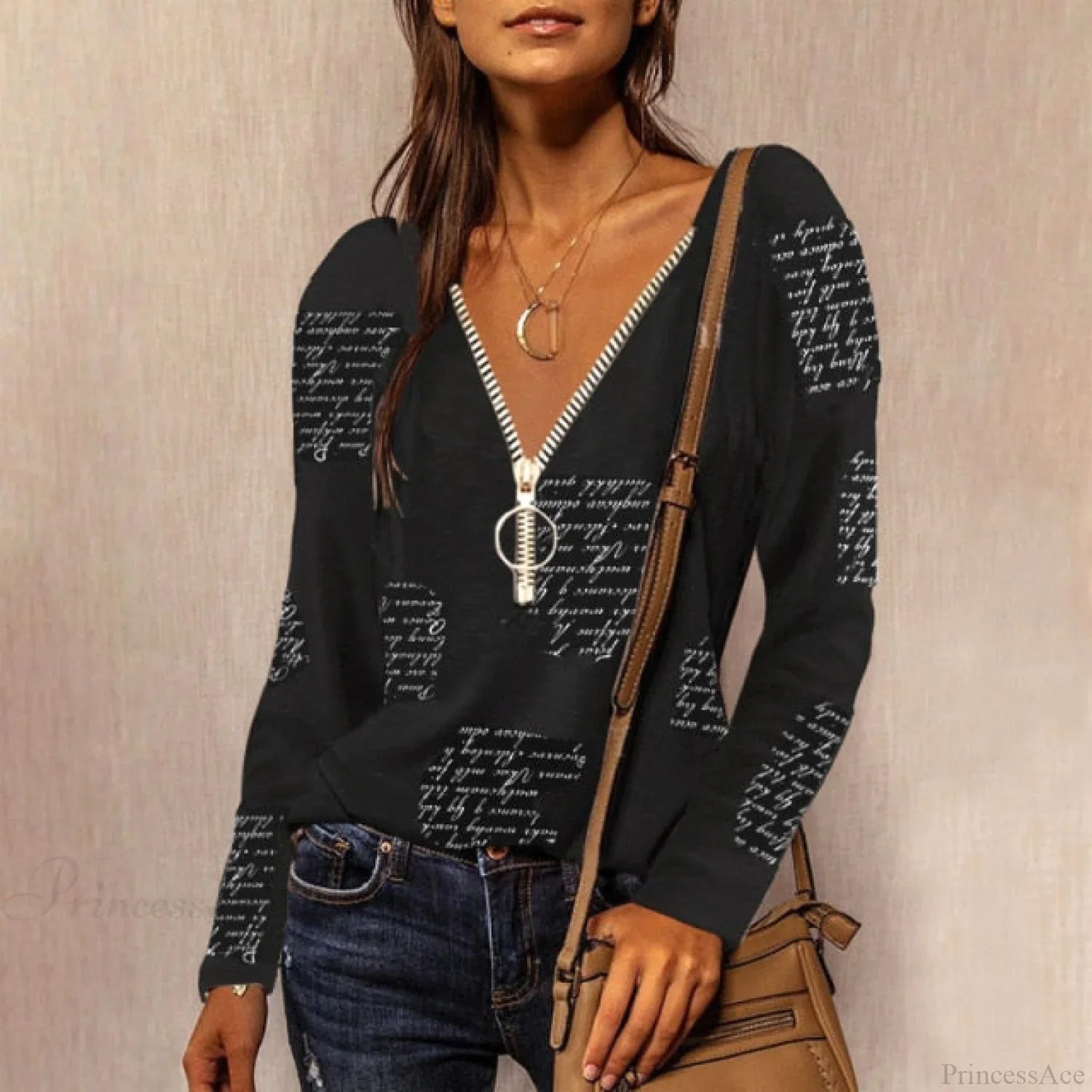 Solid Color Cotton V-Neck Loose T-shirt