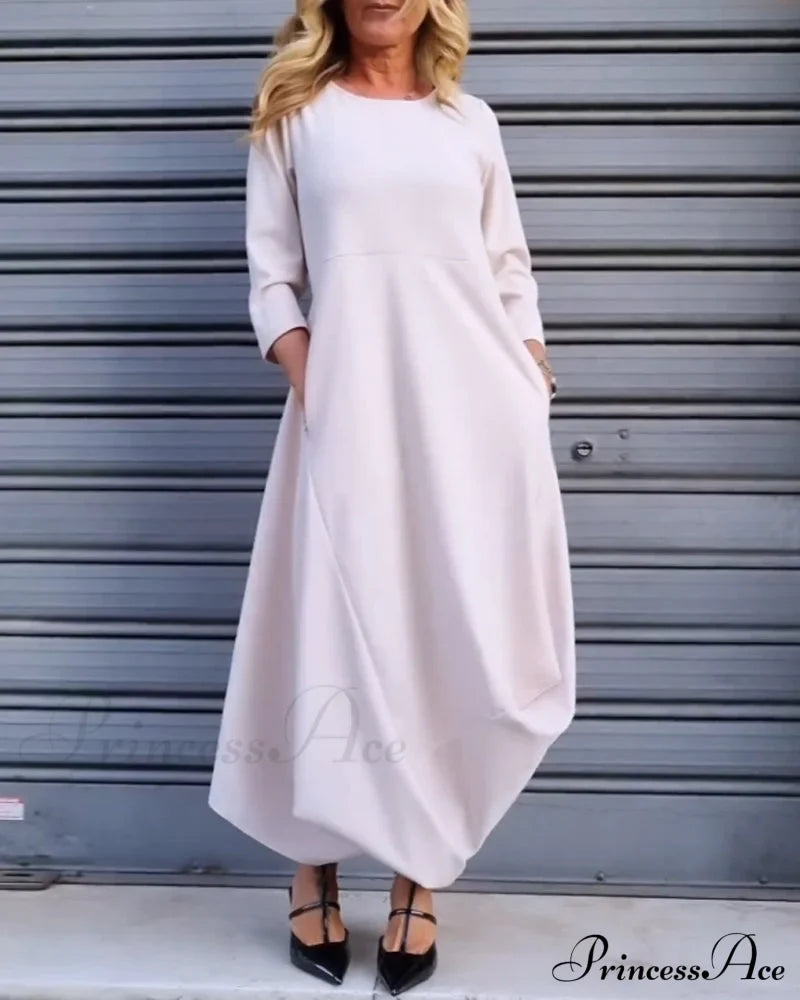 Solid Color Pocket Dress