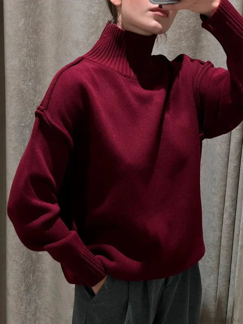 Solid Color Turtleneck Thick Loose Sweater