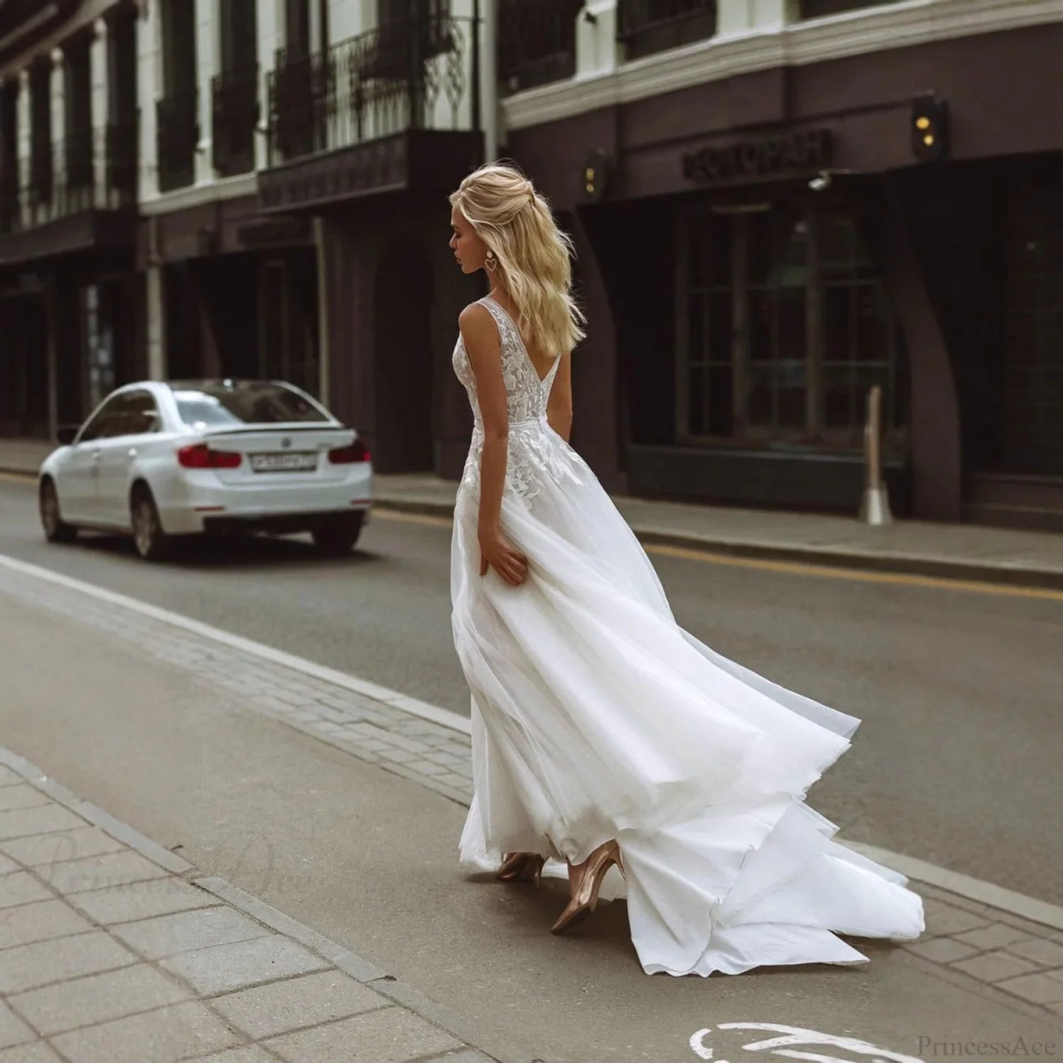 Strapless Bowknot Satin Wedding Dress
