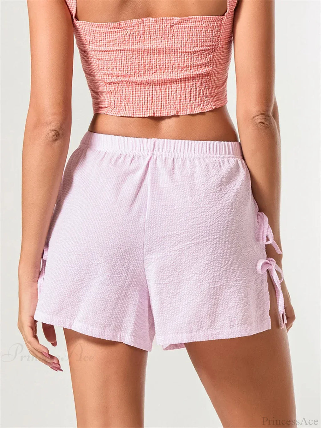 Striped Bow Tie-Up Split Short