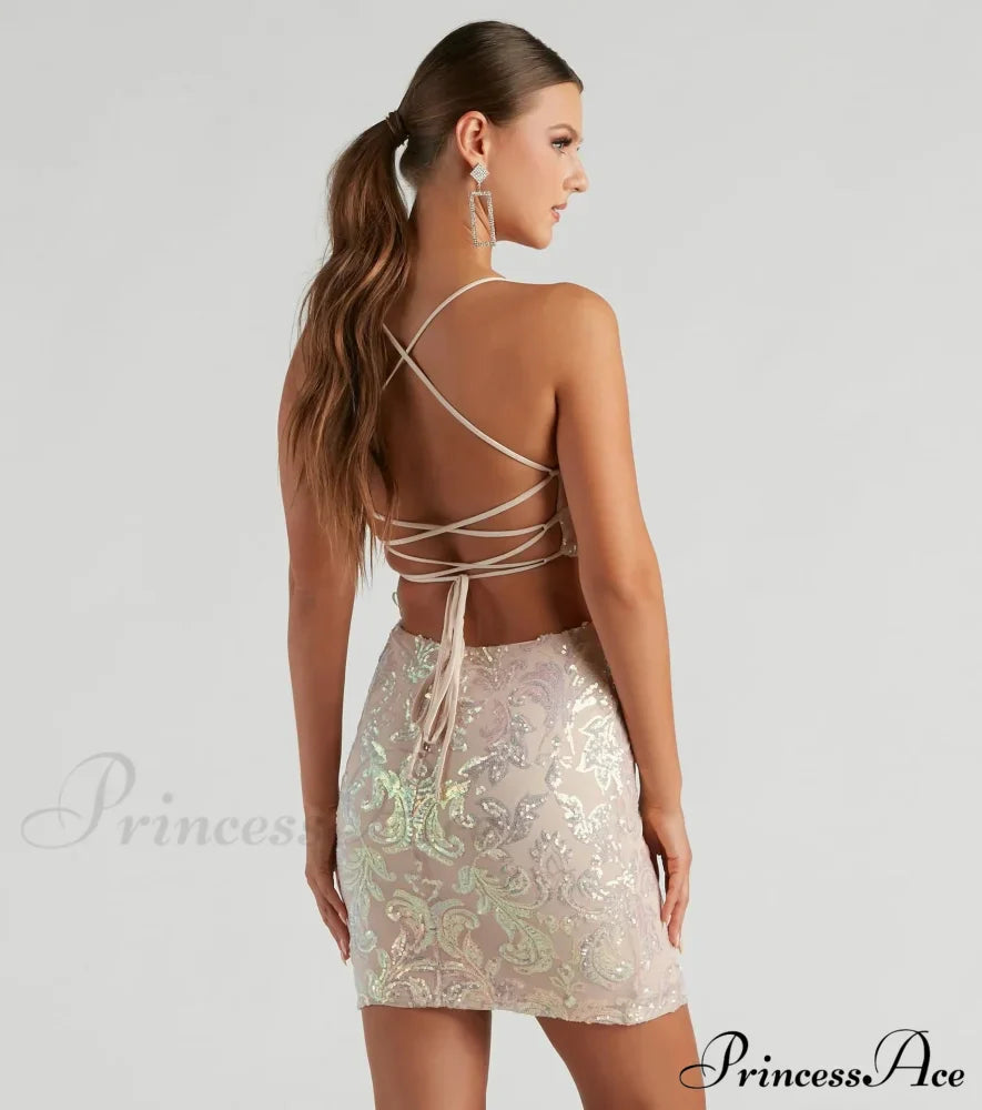 Stunning Iridescent Stylish Sequin Mini Dress