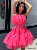 Sweet Women's Mini Party Dress - Hot Pink