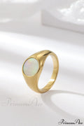 Titanium Steel Natural Opal Closed Rings