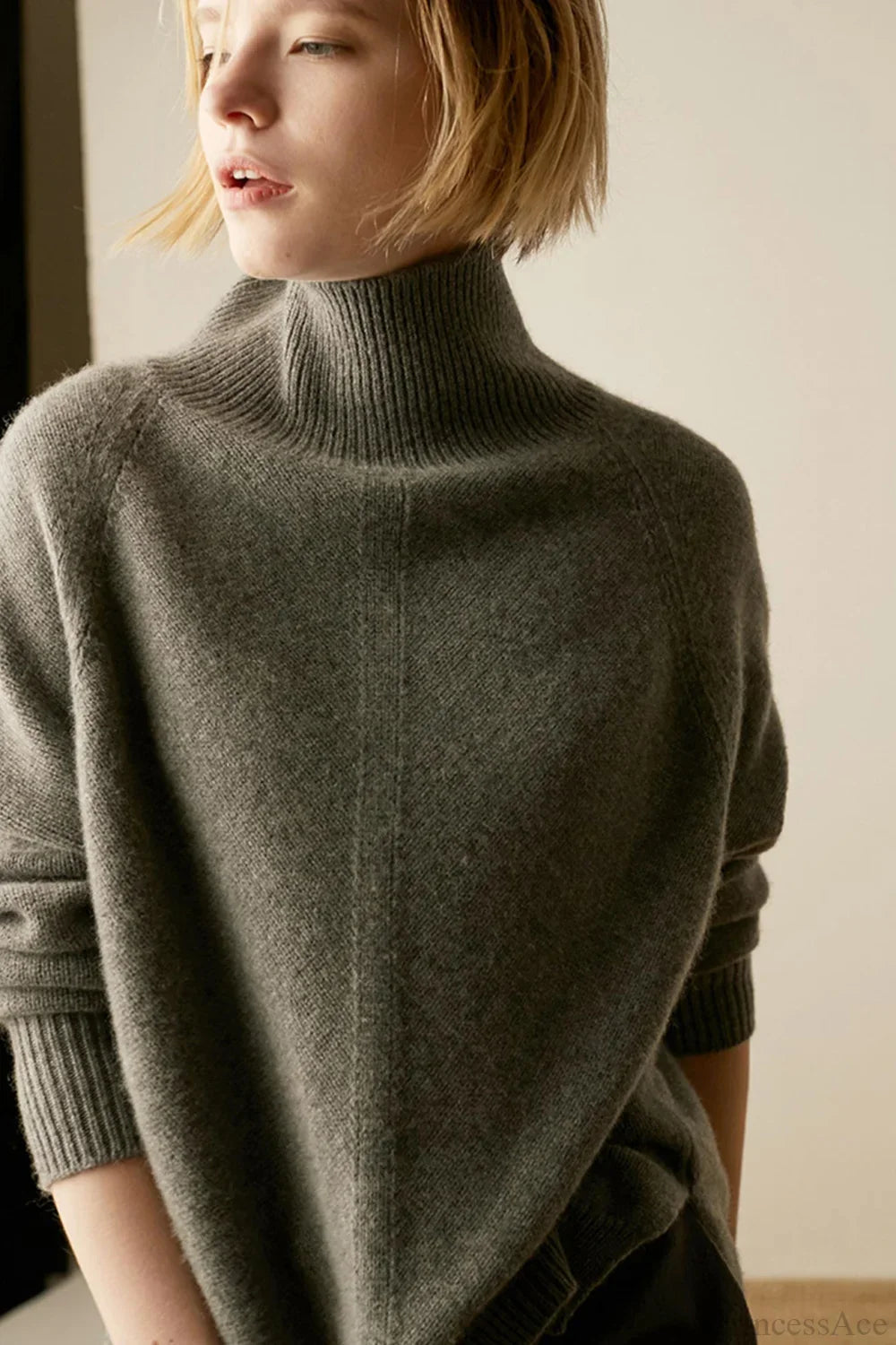 Turtleneck Wool Split Sweater
