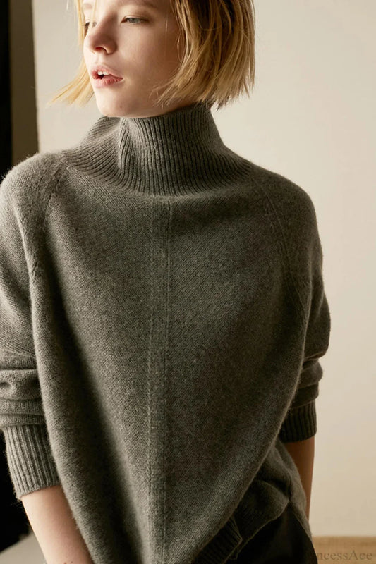 Turtleneck Wool Split Sweater