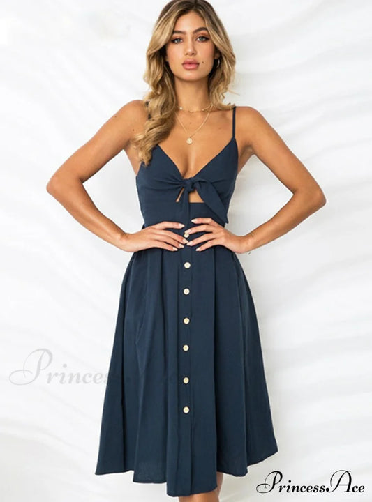 V Backless Midi Length Tunic Beach Dress