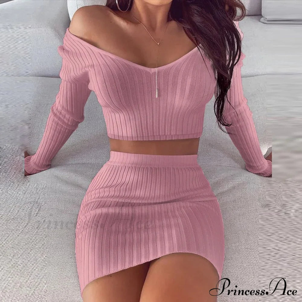 V Neck Slim the Mini Party Ladies Knit Shoulder Arm Off Warm-Season Elegant Women Gown Long Soft Striped Gown Dress