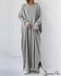V Neck Swing Dress - Long Sleeve