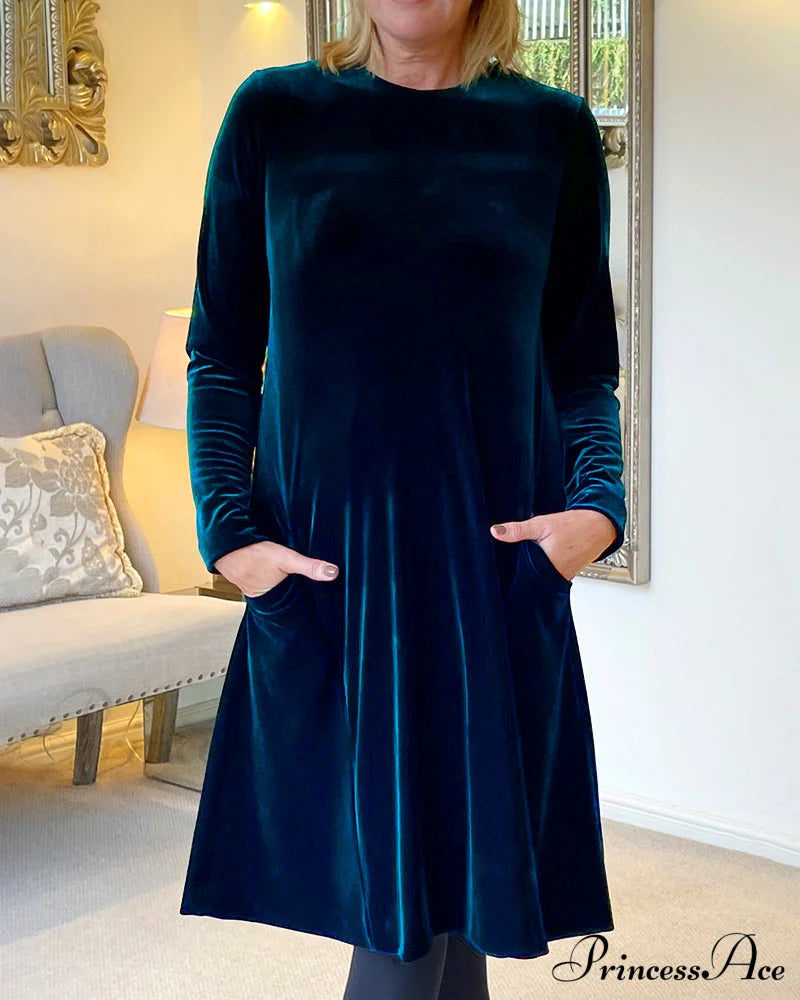Velvet Round Neck Dress