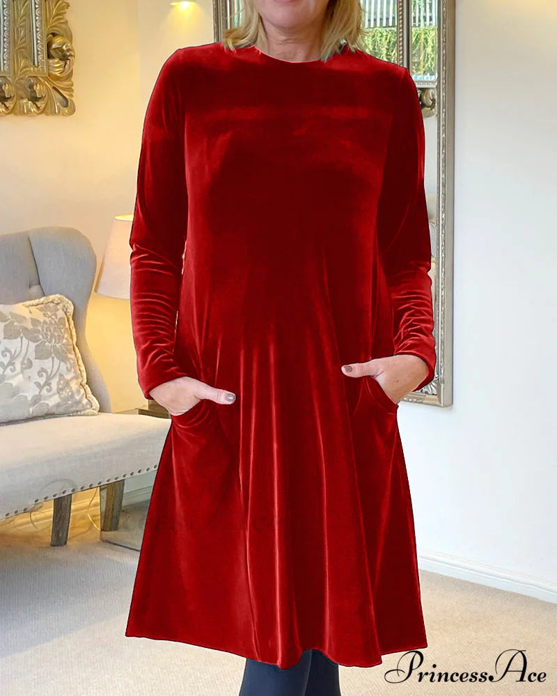 Velvet Round Neck Dress