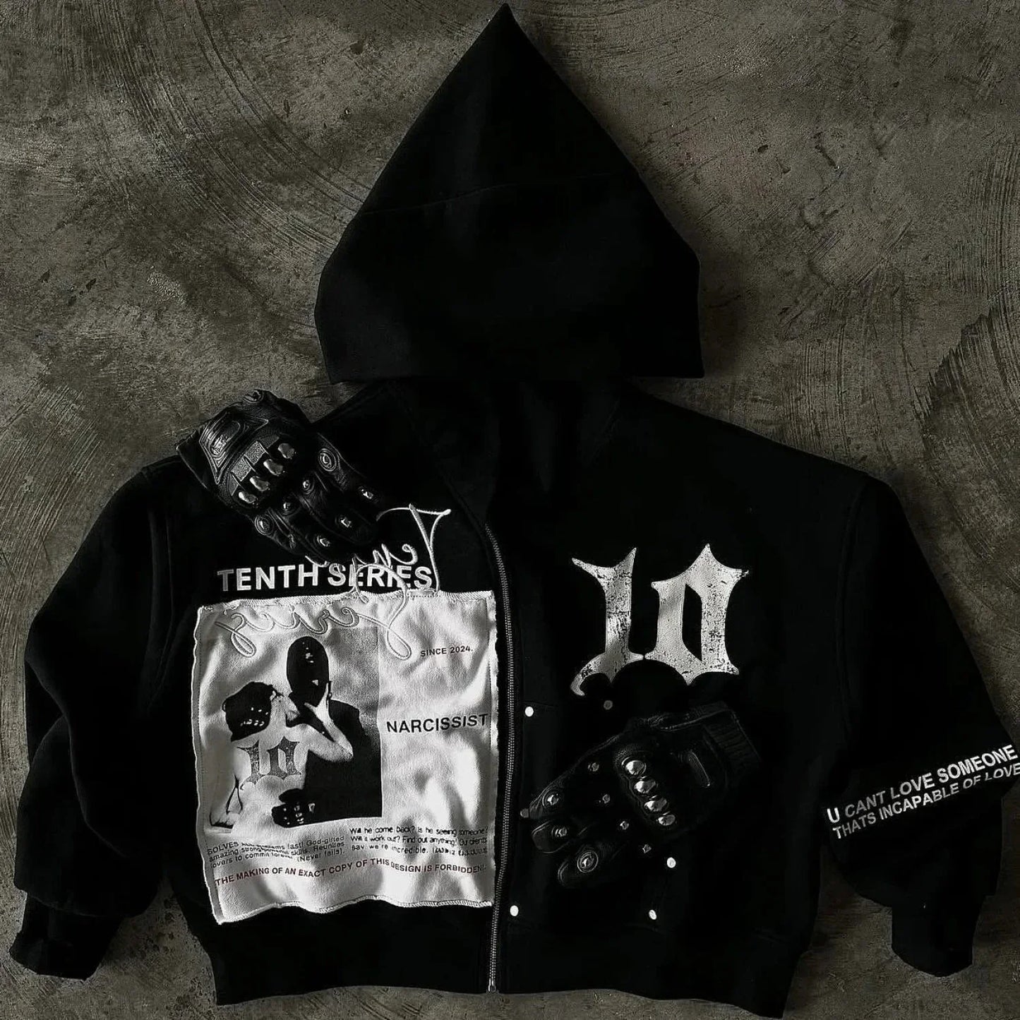 Vintage Black Zipper Hoodie