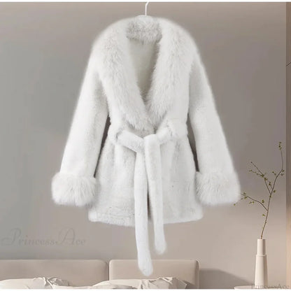 Vintage Fox Fur Belted Luxury Coat