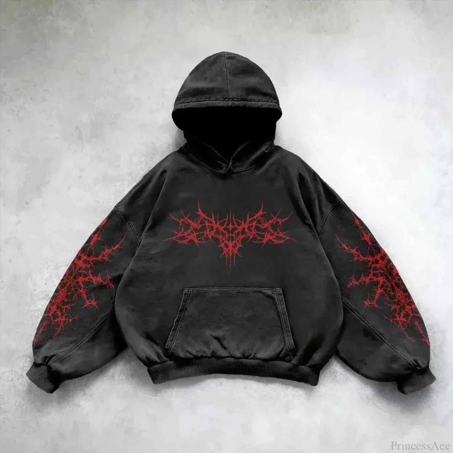 Vintage Print Zip Up Hoodie
