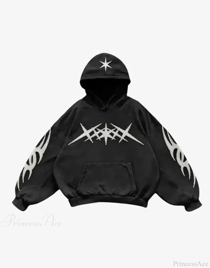 Vintage Skull Rose Print Hoodie