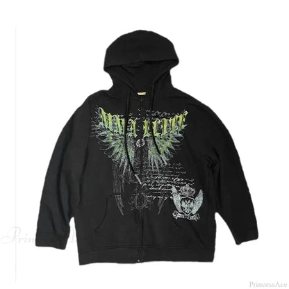 Vintage Skull Rose Print Hoodie