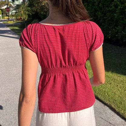 Vintage Square Collar Milkmaid Crop Top