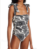 Vintage Sun Sketch Print Backless Swimsuit One Piece