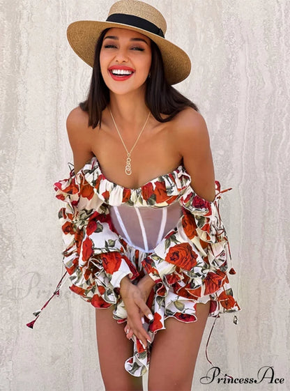 Waist Lace Perspective Arm Long Dress