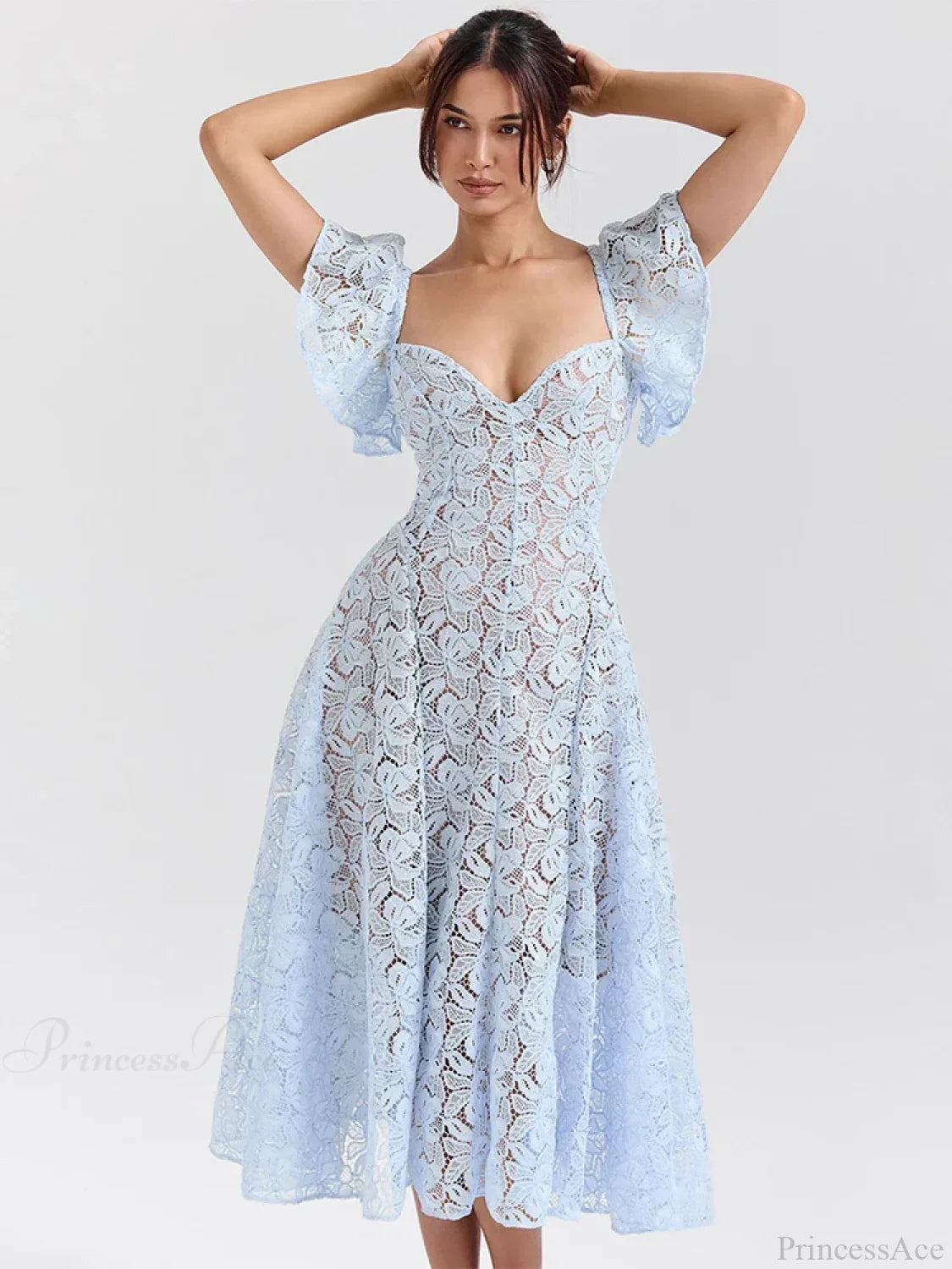 Waist Wrap Lace Vacation Dress