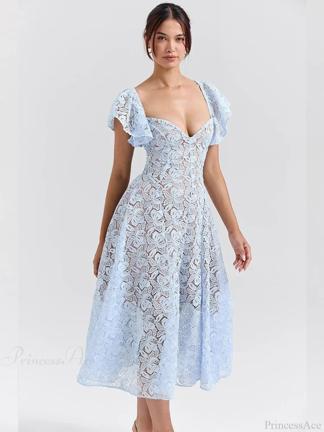 Waist Wrap Lace Vacation Dress