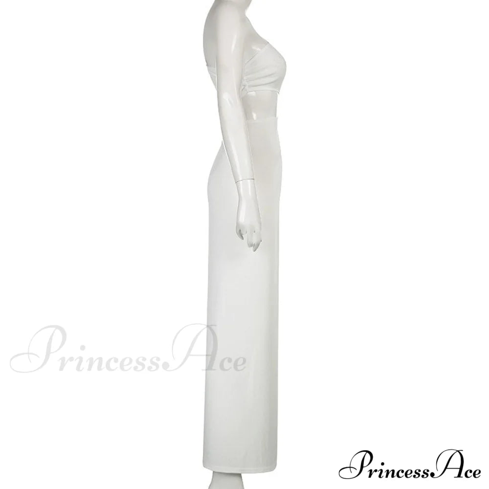 White Shoulder Parties - Women for Split Gown One for Gown and Full-Length Warm-Season Elegant Long Beachwear