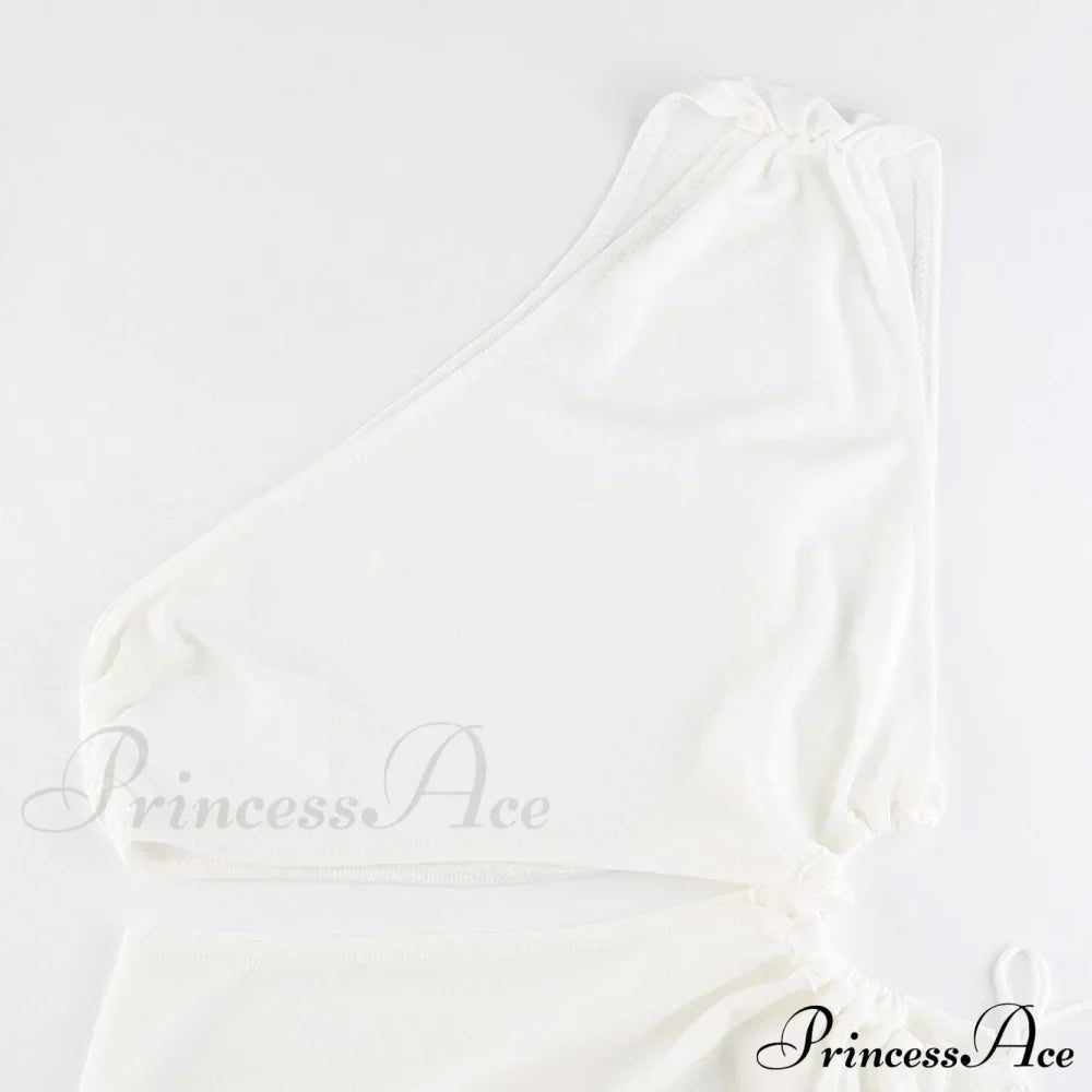 White Shoulder Parties - Women for Split Gown One for Gown and Full-Length Warm-Season Elegant Long Beachwear