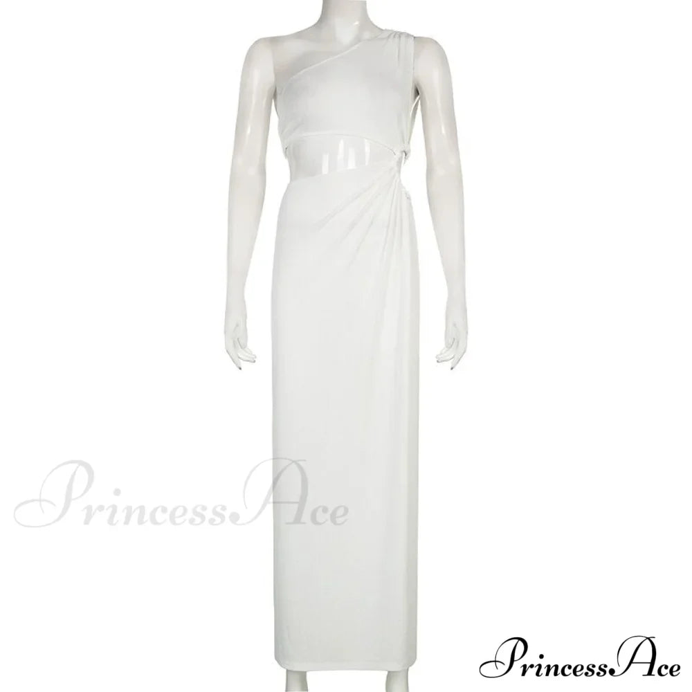 White Shoulder Parties - Women for Split Gown One for Gown and Full-Length Warm-Season Elegant Long Beachwear