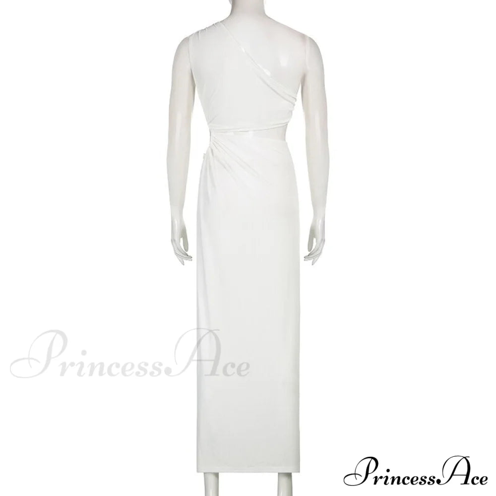 White Shoulder Parties - Women for Split Gown One for Gown and Full-Length Warm-Season Elegant Long Beachwear