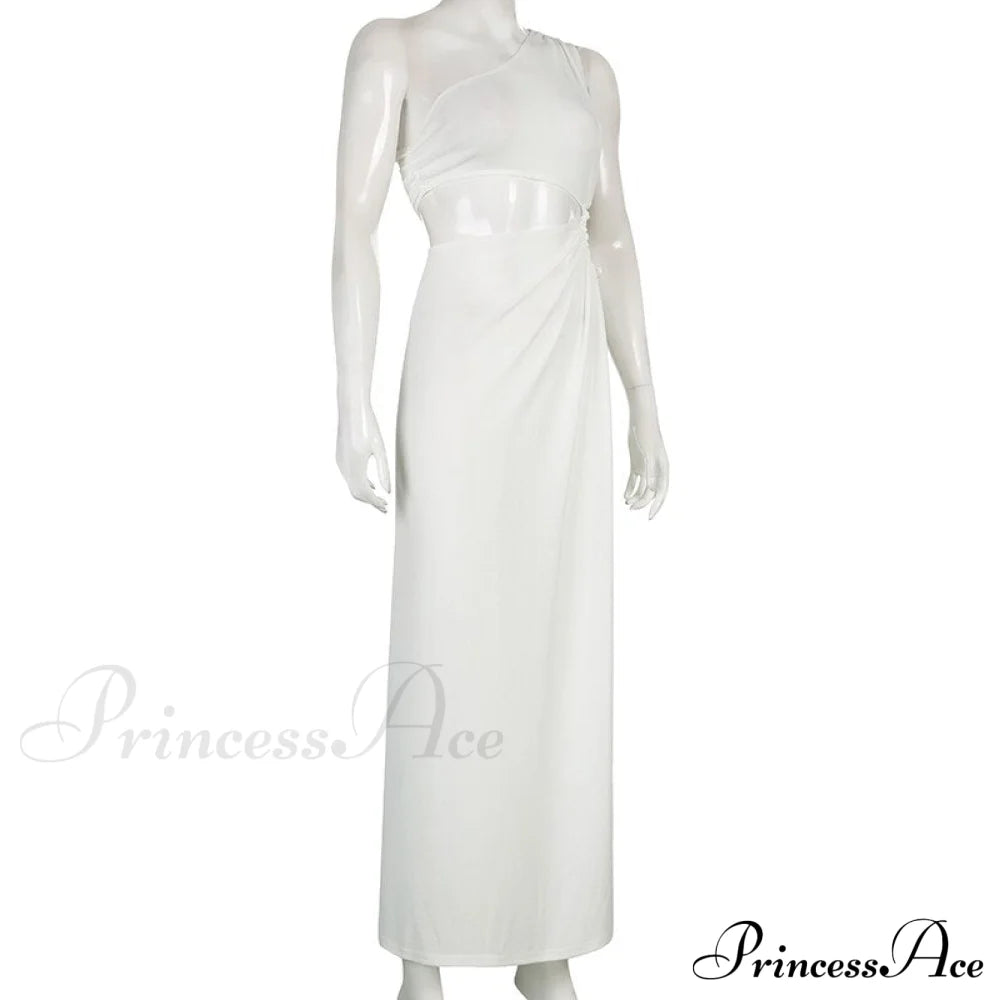 White Shoulder Parties - Women for Split Gown One for Gown and Full-Length Warm-Season Elegant Long Beachwear