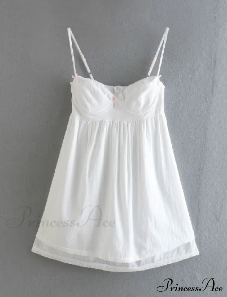 White Spliced Embroidery Lace Bra Corset Mini Dress