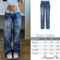 Wide Leg Oversize Y2K Patterned Baggy Winter Cargo Casual Jeans Low Autumn Waist Women's Trousers
