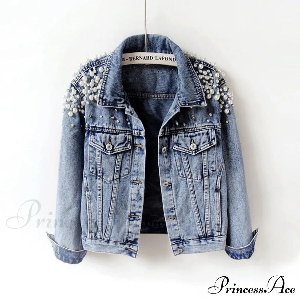 with Detailing New Autumn Women's Jacket Pearl - Denim Collection