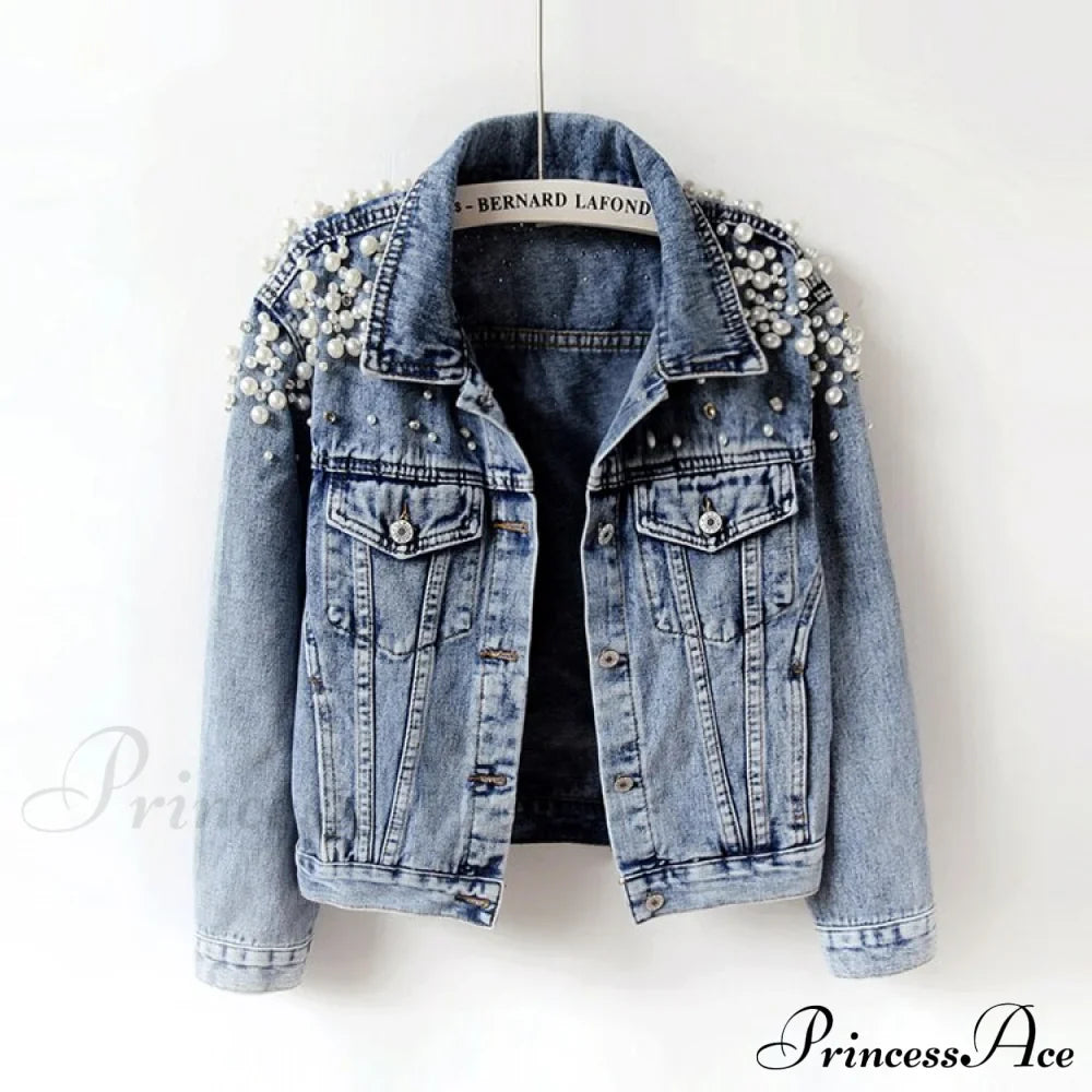 with Detailing New Autumn Women's Jacket Pearl - Denim Collection