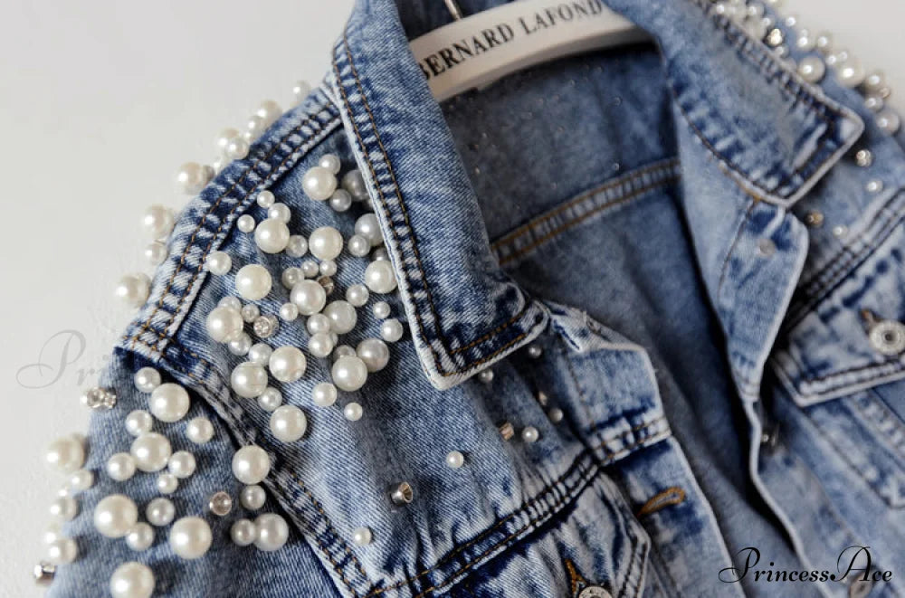 with Detailing New Autumn Women's Jacket Pearl - Denim Collection