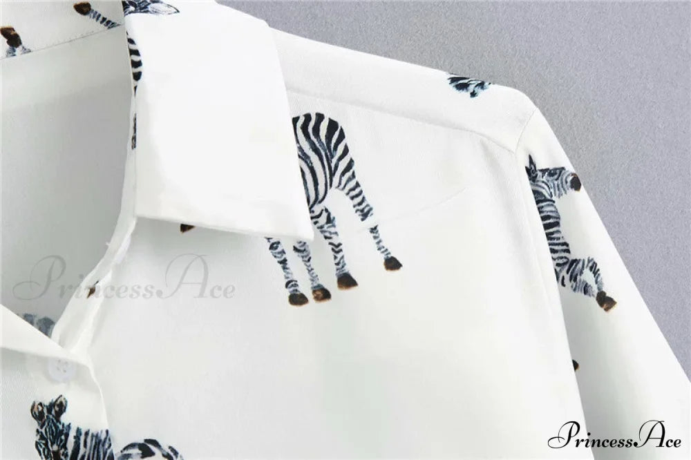 with Satin Blouse Design Arm - Long Women's Zebra Top