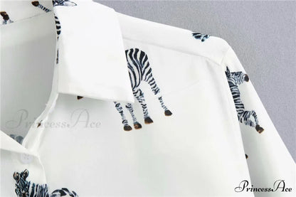 with Satin Blouse Design Arm - Long Women's Zebra Top