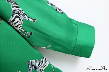 with Satin Blouse Design Arm - Long Women's Zebra Top